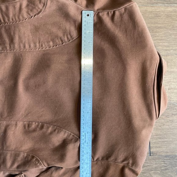 Short Blazer with asymetrical pocket detail Caramel  Brown Cotton - Picture 9 of 13